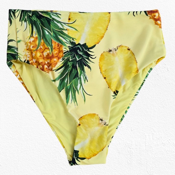 Anthropologie Pina Colada Pineapple High Waist Modest Bikini Bottoms Size XS - Picture 1 of 6